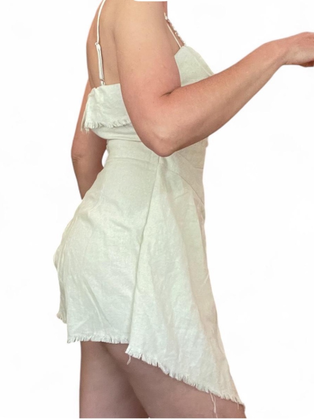 Natural Linen Jumper Romper with Skirt Tie Size S/M. - Picture 7 of 11